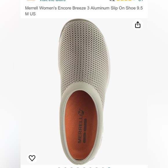 NWOT MERRELL Women’s Encore Breeze 3 Slip-on Walkibg Shoe in Aluminum, Size 8 - Picture 6 of 7
